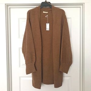 Stitch & Feather open front cardigan bishop sleeves camel color size large